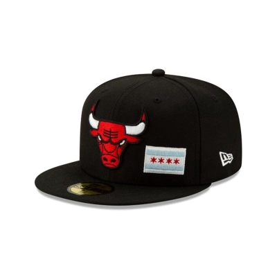 Black Chicago Bulls Hat - New Era NBA Team Describe 59FIFTY Fitted Caps USA0132679